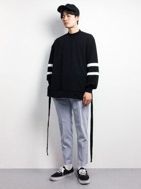 「SHAREEF（シャリーフ）のアイテム（トップス）」を使った、武井一輝さん（メンズ・173cm）の春コーディネート