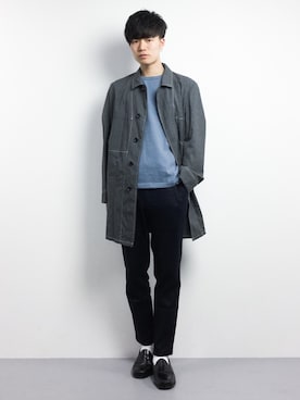 「Steven Alan（スティーブンアラン）のアイテム（ステンカラーコート）」を使った、武井一輝さん（メンズ・173cm）の春コーディネート