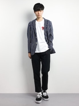 「glamb（グラム）のアイテム」を使った、武井一輝さん（メンズ・173cm）の春コーディネート
