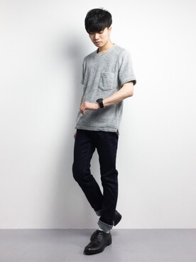 「MACKINTOSH PHILOSOPHY（ﾏｯｷﾝﾄｯｼｭ ﾌｨﾛｿﾌｨｰ）のアイテム」を使った、武井一輝さん（メンズ・173cm）の春コーディネート