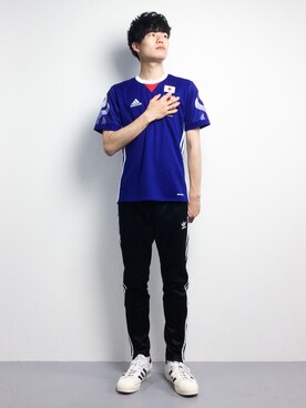 サッカー日本代表 メモリアル レプリカユニフォーム半袖を使ったメンズ人気ファッションコーディネート Wear