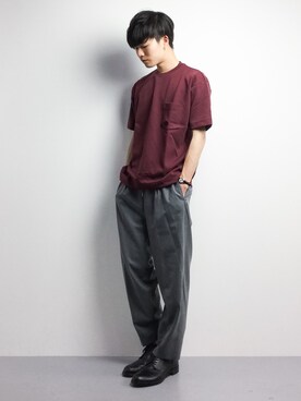 「MONKEY TIME（モンキータイム）のアイテム（スラックス）」を使った、武井一輝さん（メンズ・173cm）の春コーディネート