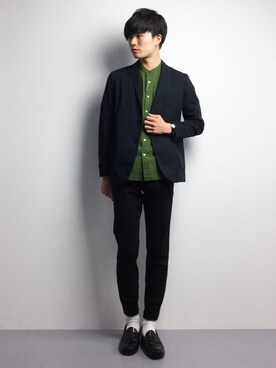 「MONKEY TIME（モンキータイム）のアイテム（デニムパンツ）」を使った、武井一輝さん（メンズ・173cm）の春コーディネート