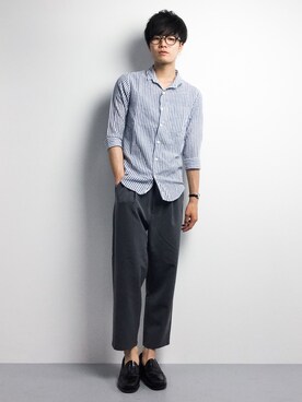 「SHIPS JET BLUE（シップスジェットブルー）のアイテム（シャツ/ブラウス）」を使った、武井一輝さん（メンズ・173cm）の夏コーディネート