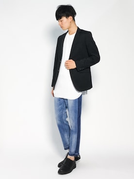 「MONKEY TIME（モンキータイム）のアイテム（Tシャツ/カットソー）」を使った、武井一輝さん（メンズ・173cm）の夏コーディネート
