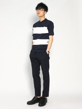「SHIPS JET BLUE（シップスジェットブルー）のアイテム（Tシャツ/カットソー）」を使った、武井一輝さん（メンズ・173cm）の夏コーディネート