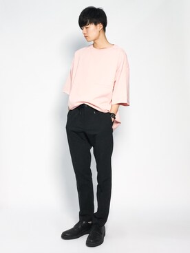 「革靴」｜「アイテム（Tシャツ/カットソー）」を使った、武井一輝さん（メンズ・173cm）の夏コーディネート