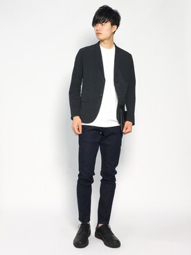 「革靴」｜「アイテム（Tシャツ/カットソー）」を使った、武井一輝さん（メンズ・173cm）の夏コーディネート