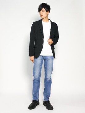 「革靴」｜「アイテム（Tシャツ/カットソー）」を使った、武井一輝さん（メンズ・173cm）の夏コーディネート