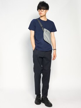 「革靴」｜「アイテム（Tシャツ/カットソー）」を使った、武井一輝さん（メンズ・173cm）の夏コーディネート