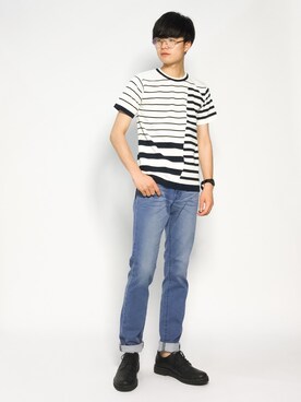 「革靴」｜「アイテム（Tシャツ/カットソー）」を使った、武井一輝さん（メンズ・173cm）の夏コーディネート