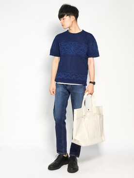 「革靴」｜「アイテム（Tシャツ/カットソー）」を使った、武井一輝さん（メンズ・173cm）の夏コーディネート