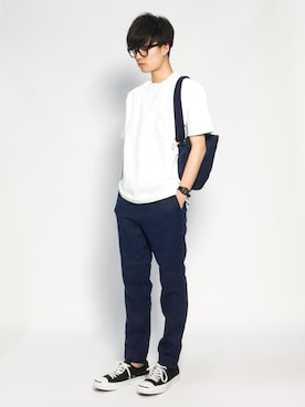 「SHIPS JET BLUE（シップスジェットブルー）のアイテム（バッグ）」を使った、武井一輝さん（メンズ・173cm）の夏コーディネート