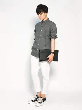 「AZUL by moussy（アズールバイマウジー）のアイテム」を使った、武井一輝さん（メンズ・173cm）の夏コーディネート
