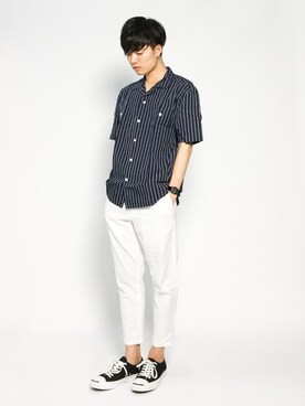 「AZUL by moussy（アズールバイマウジー）のアイテム」を使った、武井一輝さん（メンズ・173cm）の夏コーディネート