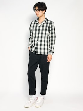 「FRED PERRY（フレッドペリー）のアイテム（パンツ）」を使った、武井一輝さん（メンズ・173cm）の夏コーディネート