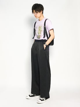 「FLAGSTUFF（フラグスタフ）のアイテム（トップス）」を使った、武井一輝さん（メンズ・173cm）の夏コーディネート