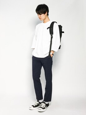 「BEN DAVIS（ベンデイビス）のアイテム（バッグ）」を使った、武井一輝さん（メンズ・173cm）の夏コーディネート