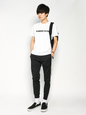 「MONKEY TIME（モンキータイム）のアイテム（その他パンツ）」を使った、武井一輝さん（メンズ・173cm）の夏コーディネート