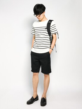 「INASTUDIOS（イーナストゥディオス）のアイテム（パンツ）」を使った、武井一輝さん（メンズ・173cm）の夏コーディネート