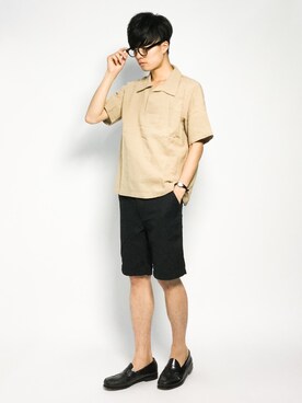 「INASTUDIOS（イーナストゥディオス）のアイテム（パンツ）」を使った、武井一輝さん（メンズ・173cm）の夏コーディネート