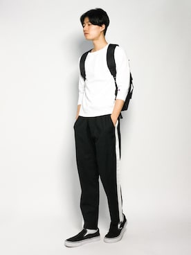 「STUDIOUS（ステュディオス）のアイテム（バッグ）」を使った、武井一輝さん（メンズ・173cm）の夏コーディネート