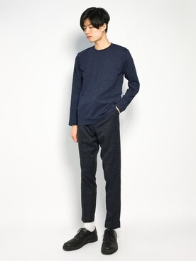 「14+（イチヨンプラス）のアイテム（トップス）」を使った、武井一輝さん（メンズ・173cm）の秋コーディネート