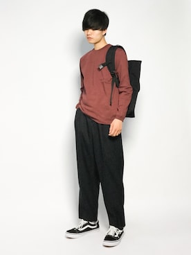 「Manhattan Portage」｜「アイテム（スラックス）」を使った、武井一輝さん（メンズ・173cm）の秋コーディネート