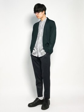 「EDIFICE（エディフィス）の◇T/Wジャージーイージーテーパードパンツ（スラックス）」を使った、武井一輝さん（メンズ・173cm）の秋コーディネート