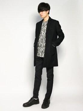 「STUDIOUS（ステュディオス）のアイテム（チェスターコート）」を使った、武井一輝さん（メンズ・173cm）の秋コーディネート