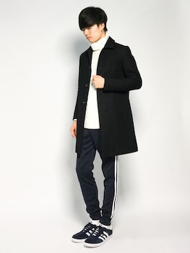 「STUDIOUS（ステュディオス）のアイテム（ステンカラーコート）」を使った、武井一輝さん（メンズ・173cm）の秋コーディネート