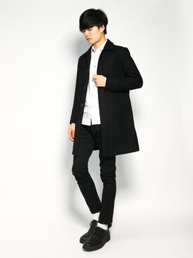 「STUDIOUS（ステュディオス）のアイテム（ステンカラーコート）」を使った、武井一輝さん（メンズ・173cm）の秋コーディネート