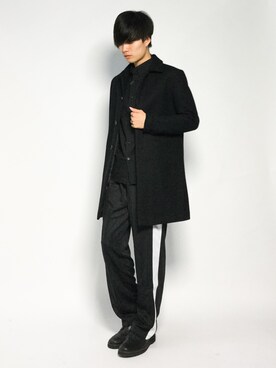 「STUDIOUS（ステュディオス）のアイテム（ステンカラーコート）」を使った、武井一輝さん（メンズ・173cm）の秋コーディネート