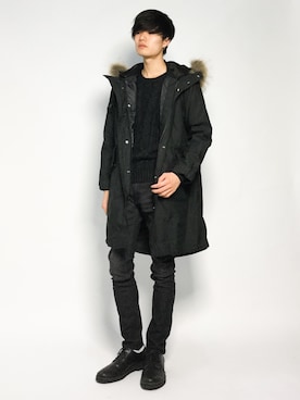 「RAGEBLUE（レイジブルー）のアイテム（モッズコート）」を使った、武井一輝さん（メンズ・173cm）の秋コーディネート