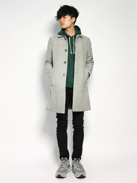 「STUDIOUS（ステュディオス）のアイテム（ステンカラーコート）」を使った、武井一輝さん（メンズ・173cm）の秋コーディネート