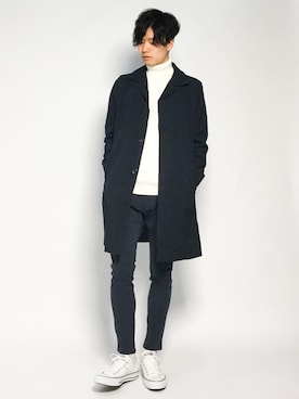 「STUDIOUS（ステュディオス）のアイテム（ステンカラーコート）」を使った、武井一輝さん（メンズ・173cm）の秋コーディネート
