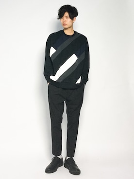 「STUDIOUS（ステュディオス）のアイテム（スウェット）」を使った、武井一輝さん（メンズ・173cm）の秋コーディネート