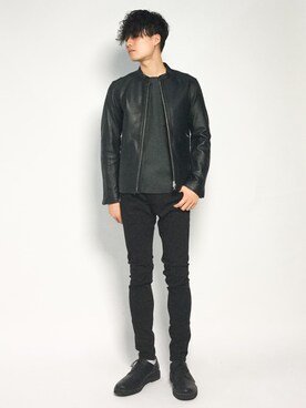 「URBAN RESEARCH（アーバンリサーチ）のアイテム（ライダースジャケット）」を使った、武井一輝さん（メンズ・173cm）の秋コーディネート
