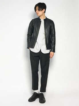 「URBAN RESEARCH（アーバンリサーチ）のアイテム（ライダースジャケット）」を使った、武井一輝さん（メンズ・173cm）の秋コーディネート