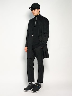 「NANO universe（ナノユニバース）のアイテム（チェスターコート）」を使った、武井一輝さん（メンズ・173cm）の秋コーディネート
