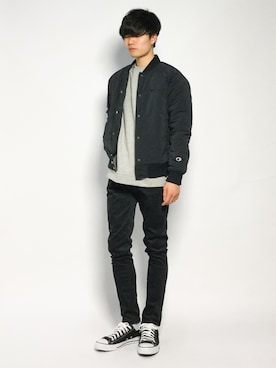 「Champion（チャンピオン）のアイテム（ブルゾン）」を使った、武井一輝さん（メンズ・173cm）の秋コーディネート