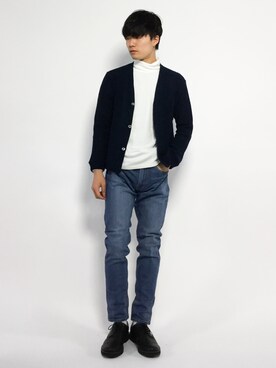 「AZUL by moussy（アズールバイマウジー）のアイテム」を使った、武井一輝さん（メンズ・173cm）の秋コーディネート