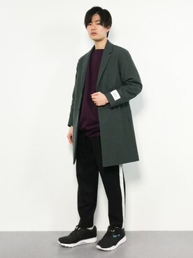 「JOURNAL STANDARD relume（ジャーナルスタンダード　レリューム）のアイテム（チェスターコート）」を使った、武井一輝さん（メンズ・173cm）の秋コーディネート