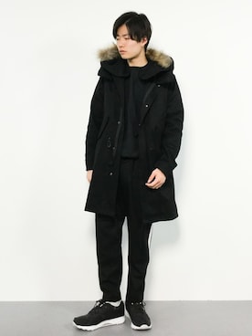 「HARE（ハレ）のアイテム（モッズコート）」を使った、武井一輝さん（メンズ・173cm）の秋コーディネート