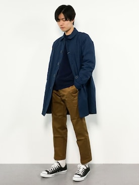 「URBAN RESEARCH Sonny Label（アーバンリサーチサニーレーベル）のアイテム（ステンカラーコート）」を使った、武井一輝さん（メンズ・173cm）の秋コーディネート