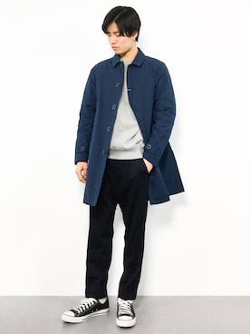 「URBAN RESEARCH Sonny Label（アーバンリサーチサニーレーベル）のアイテム（ステンカラーコート）」を使った、武井一輝さん（メンズ・173cm）の秋コーディネート