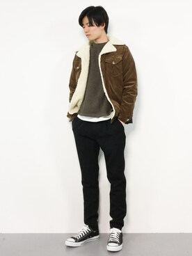「Wrangler（ラングラー）のアイテム（ブルゾン）」を使った、武井一輝さん（メンズ・173cm）の秋コーディネート