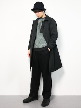 「NANO universe（ナノユニバース）のアイテム（ステンカラーコート）」を使った、武井一輝さん（メンズ・173cm）の秋コーディネート