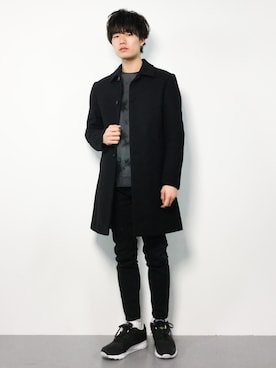 「STUDIOUS（ステュディオス）のアイテム（ステンカラーコート）」を使った、武井一輝さん（メンズ・173cm）の秋コーディネート