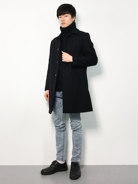 「STUDIOUS（ステュディオス）のアイテム（ステンカラーコート）」を使った、武井一輝さん（メンズ・173cm）の秋コーディネート